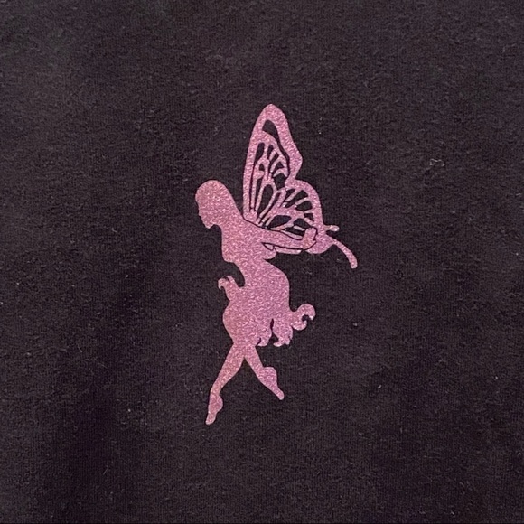 BRANDY MELVILLE Black Cute Shimmery Graphic T-Shirt-One Size - Picture 3 of 5